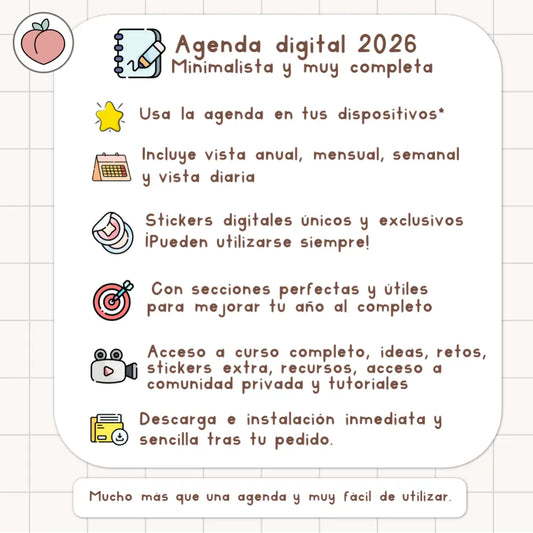 agenda digital minimalista en tonos nude 2026