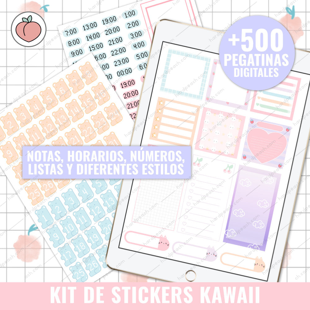 KAWAII STICKER KIT | DIGITAL STICKERS - Spanish version