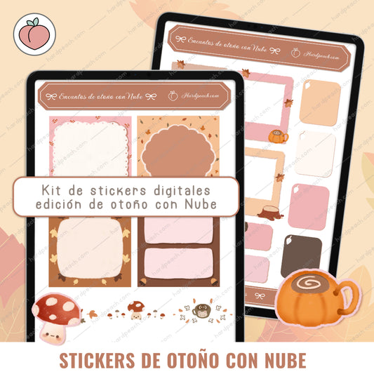 KIT DE STICKERS DIGITALES CON NUBE | Colección de Encantos de Otoño