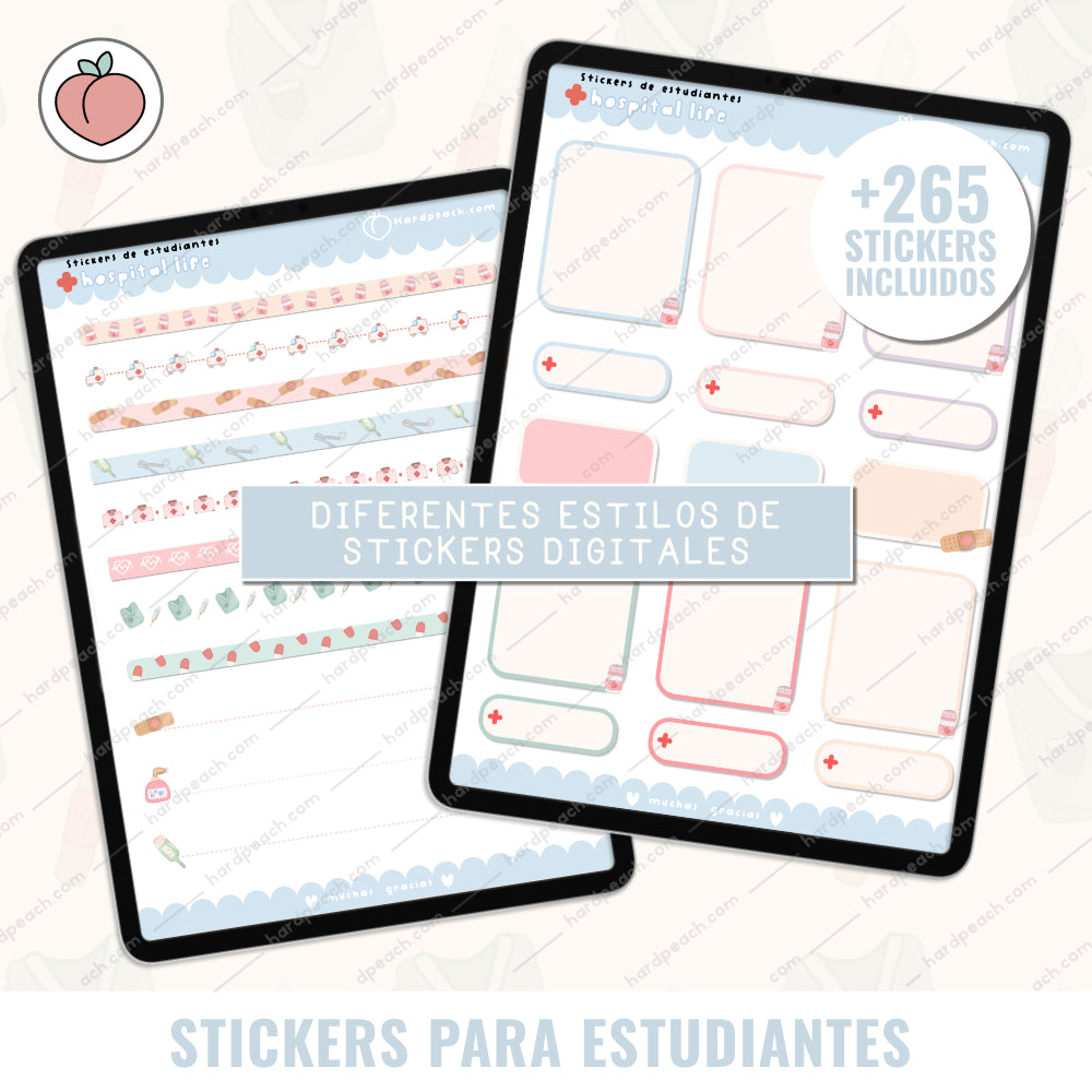 KIT DE STICKERS APUNTES DE MEDICINA: Edición hospital life. Ideal para estudiantes de enfermería, medicina y ciencias de la salud