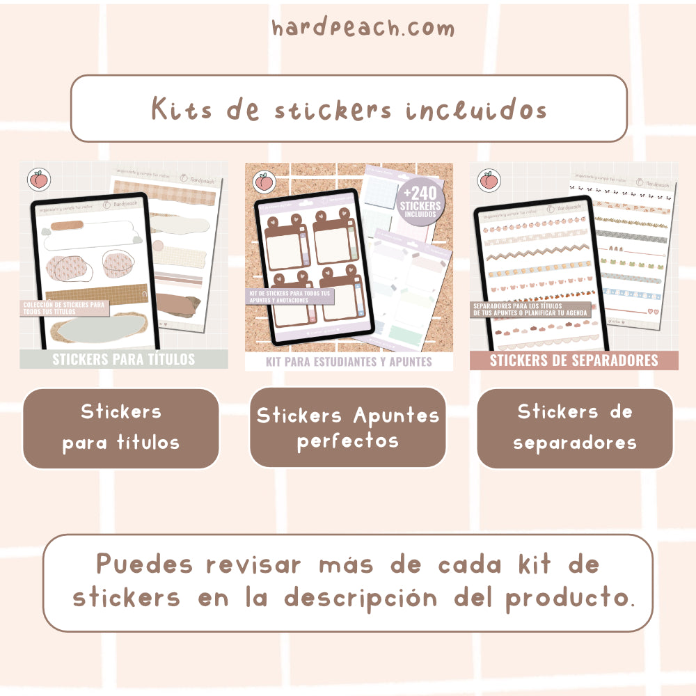 KIT PARA APUNTES PERFECTOS: Cuadernos digitales infinitos, tipografías y stickers digitales