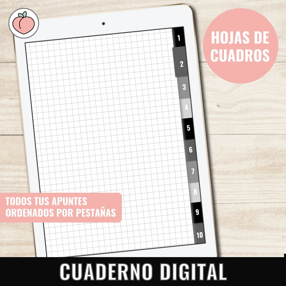 CUADERNO DIGITAL MINIMALISTA | HOJAS DE CUADROS