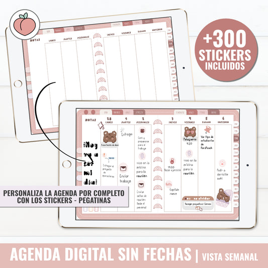 DIGITAL PLANNER UNDATED | WEEKLY VIEW - Spanish version