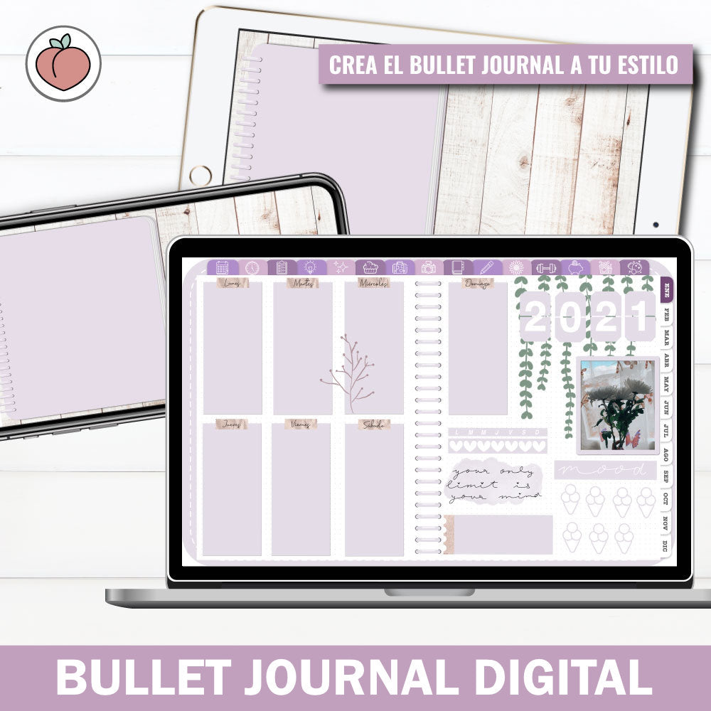BULLET JOURNAL - EDICIÓN LAVANDA | CREA TU AGENDA DIGITAL, PLANIFICADOR DIGITAL...
