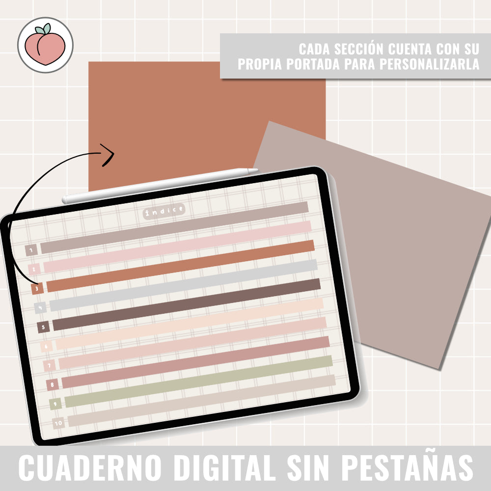 HORIZONTAL DIGITAL NOTEBOOK WITHOUT TABS WITH LINKS | WHITE PAGES