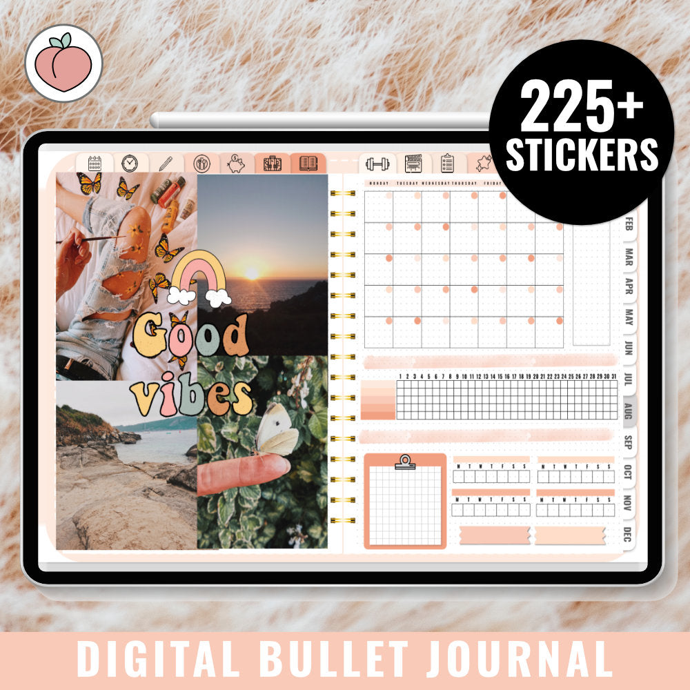 Bullet Journal Weekly Stickers  Peach Weekly BUJO Stickers