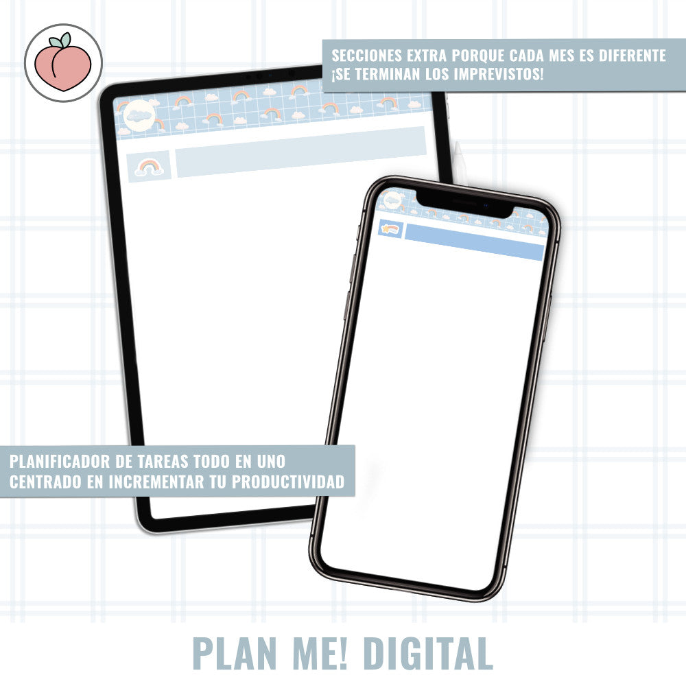 BLUE CLOUDS VERTICAL PLANNER WITHOUT DATES | Spanish version