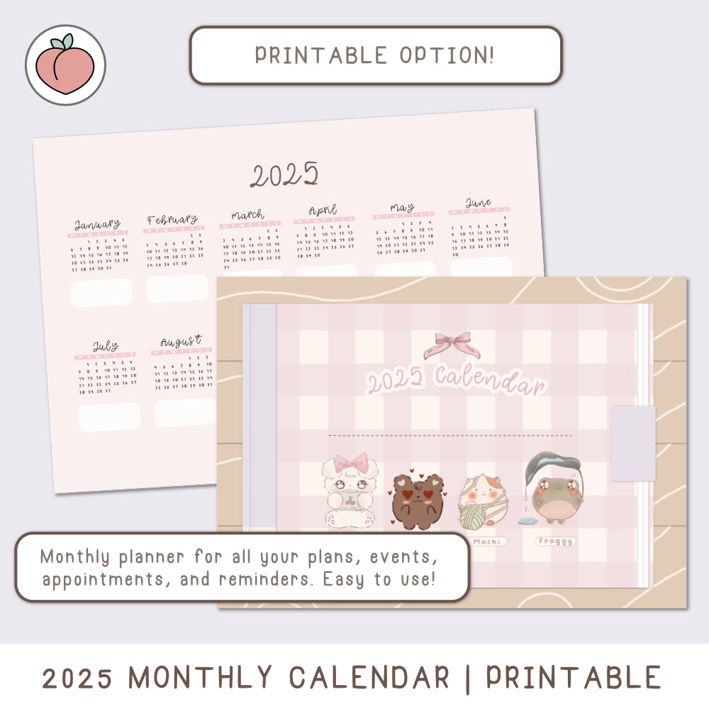 MONTHLY PLANNER - 2025 CALENDAR | PRINT VERSION 