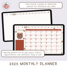 Load image into Gallery viewer, MONTHLY PLANNER 2025 - LANDSCAPE DIGITAL PLANNER | PASTEL COVER 
