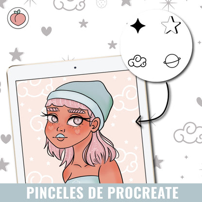 COMPLETE KIT OF COURSES AND BRUSHES FOR PROCREATE: KAWAII DIGITAL ILLUSTRATION, FANTASY LANDSCAPES, KAWAII CHARACTER CREATION, DIGITAL WATERCOLOR AND DIGITAL LETTERING + BRUSHES | Spanish audio