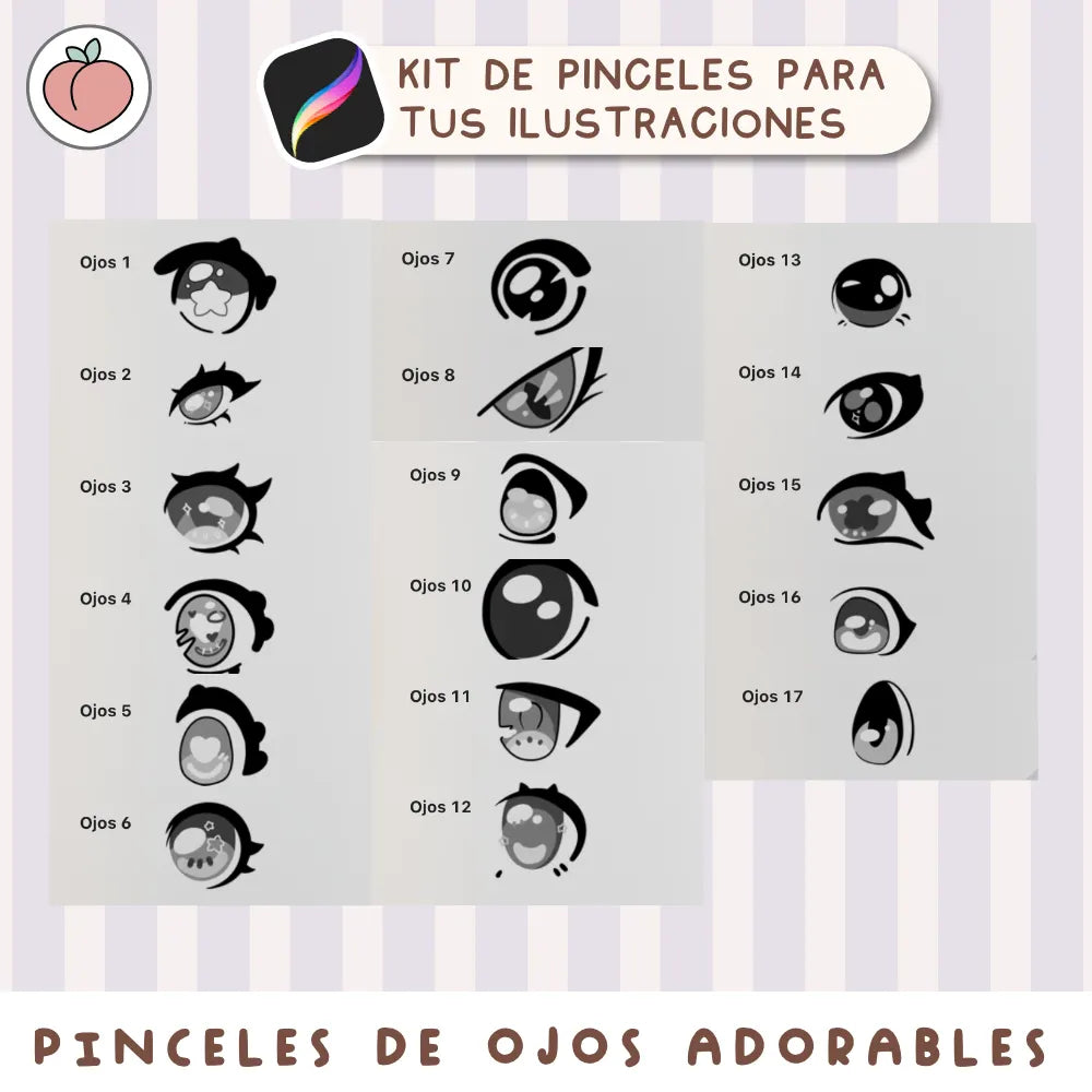pinceles de ojos anime y chibi para procreate