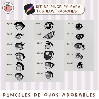 pinceles de ojos anime y chibi para procreate