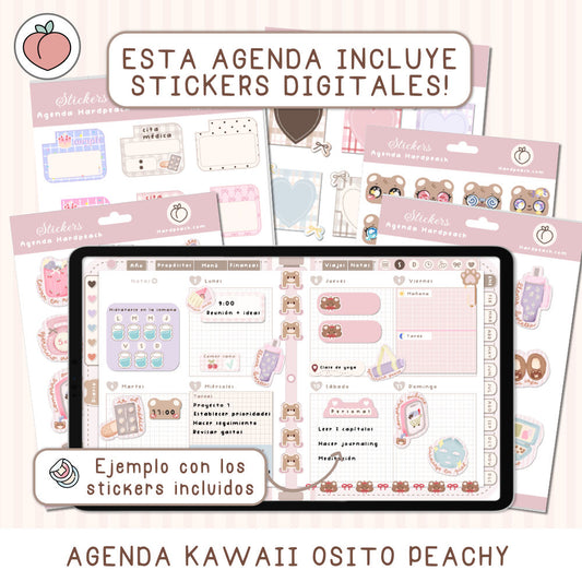 STICKERS INCLUIDOS CON LA AGENDA OSITO PEACHY HARDPEACH (No disponible para comprar por separado)
