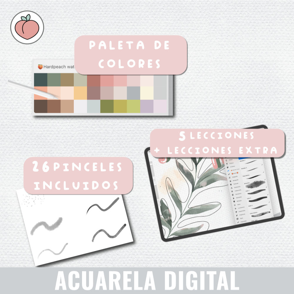 ACUARELA DIGITAL EN PROCREATE: CURSO COMPLETO PASO A PASO PARA PRINCIPIANTES Y AVANZADOS, PINCELES + RECURSOS INCLUIDOS