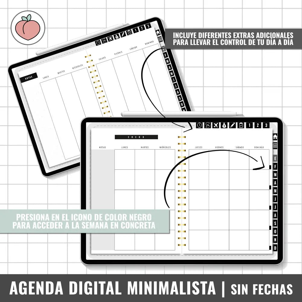 agenda con calendario mensual y semanal