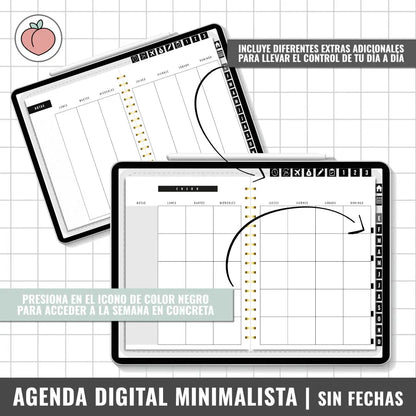 agenda con calendario mensual y semanal
