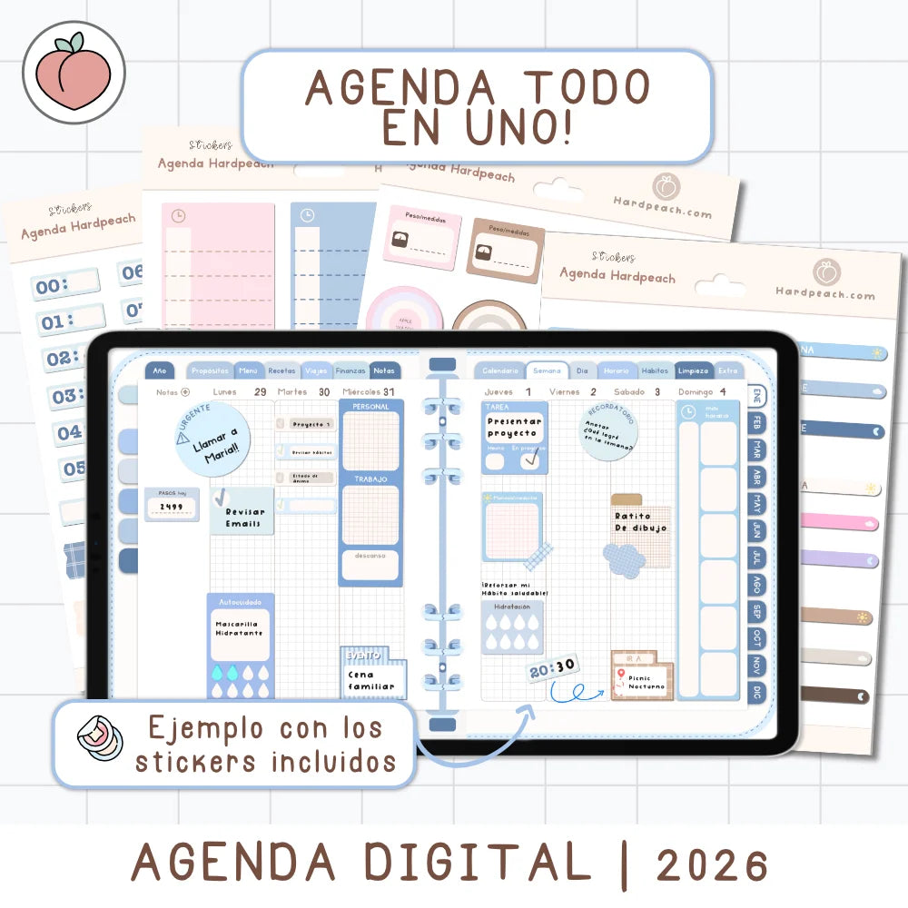 agenda con stickers digitales 2026