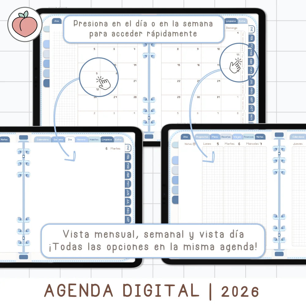 agenda digital 2026 plantillas para Goodnotes y samsung
