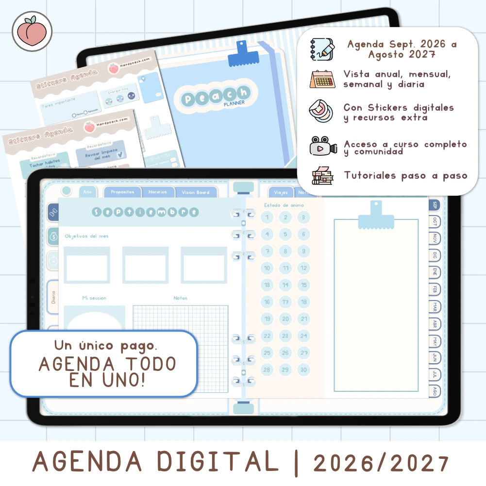 agenda digital de color azul para 2027