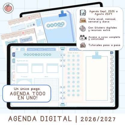 agenda digital de color azul para 2027