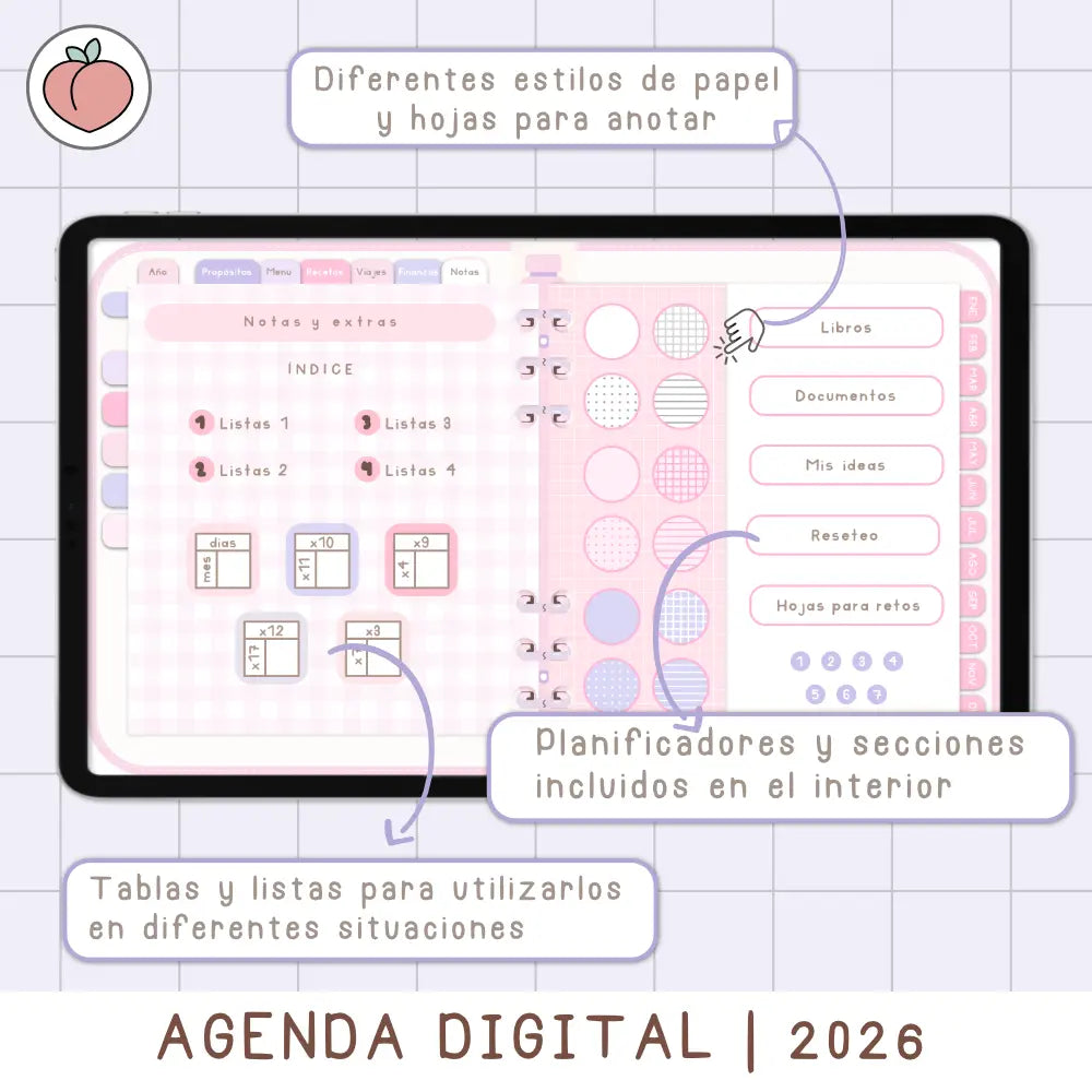 agenda digital con secciones extra 
