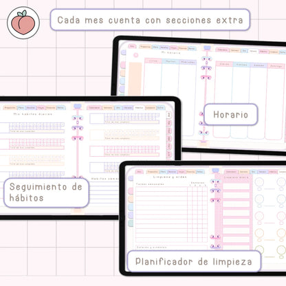 agenda digital descargar iPad colores pastel con stickers