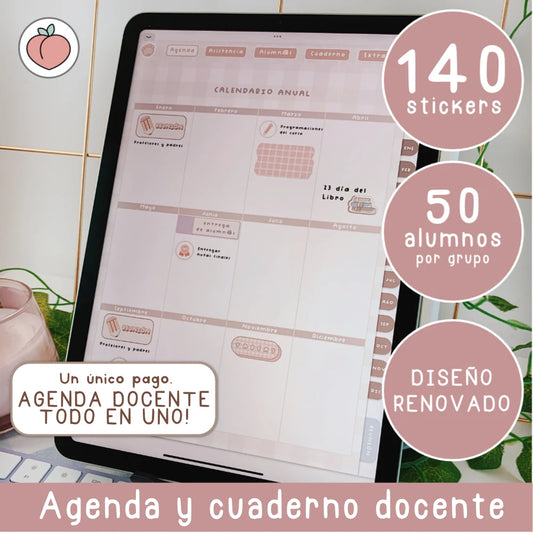 Agenda digital docente y para profesores con cuaderno del profesor digital de HardPeach