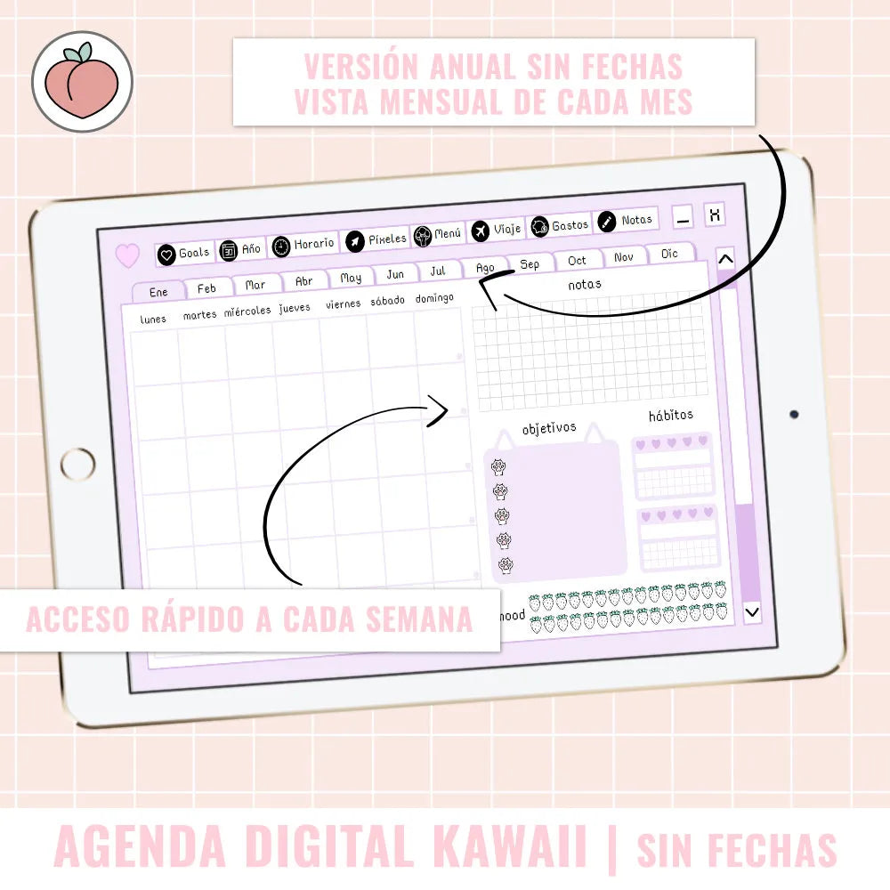 agenda digital kawaii sin fechas para descargar