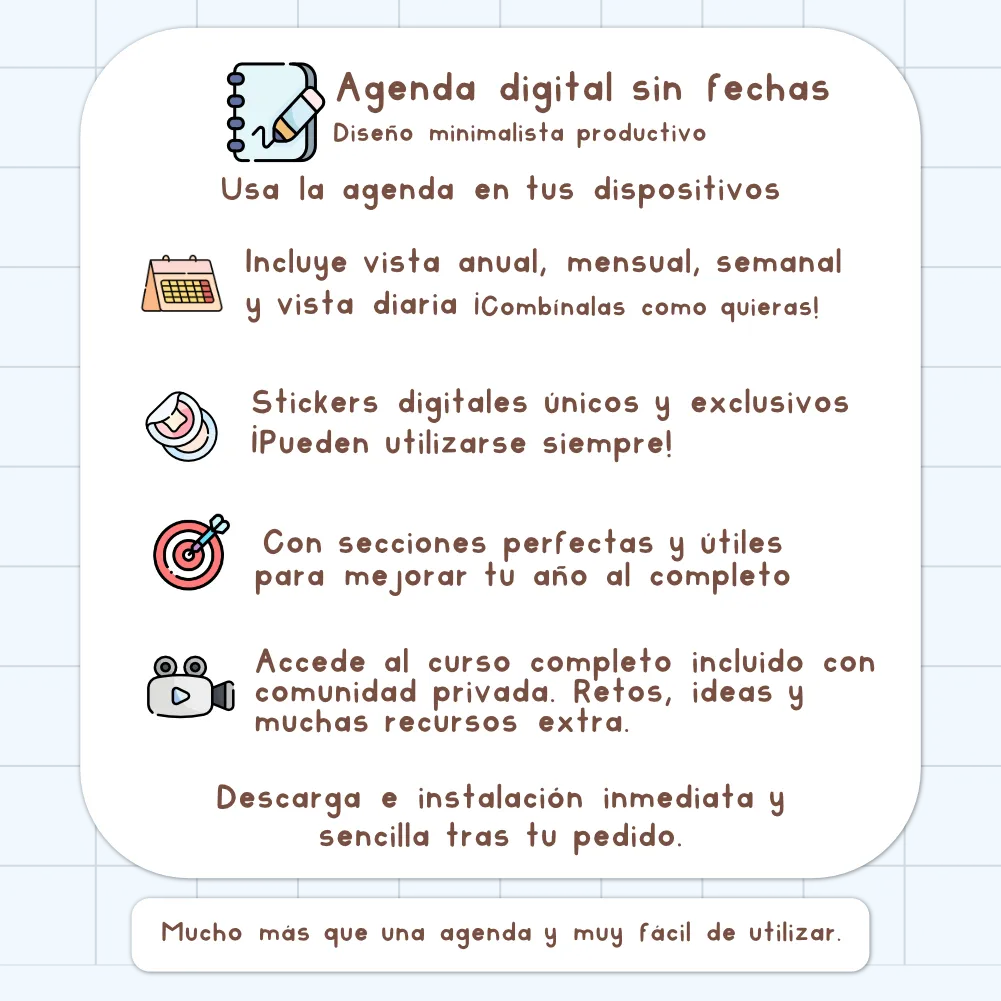 agenda digital minimalista sin fechas
