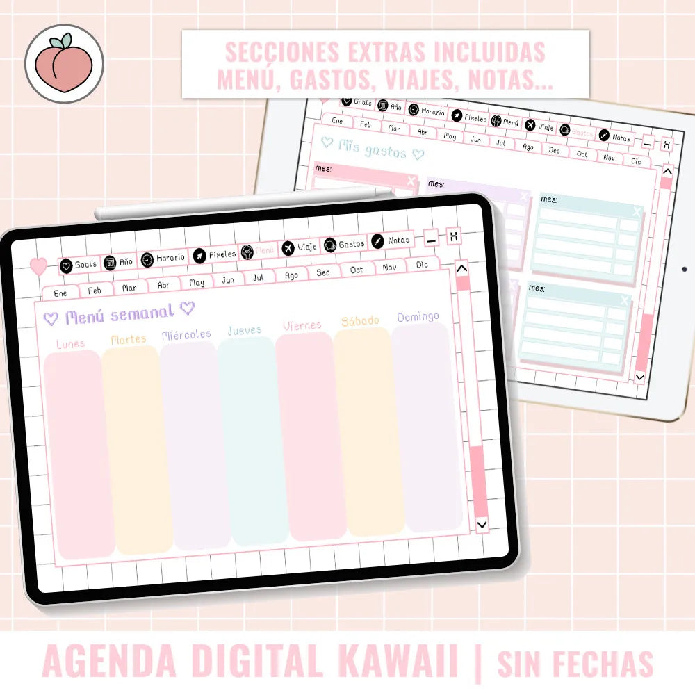 agenda digital de estilo pixel para ipad