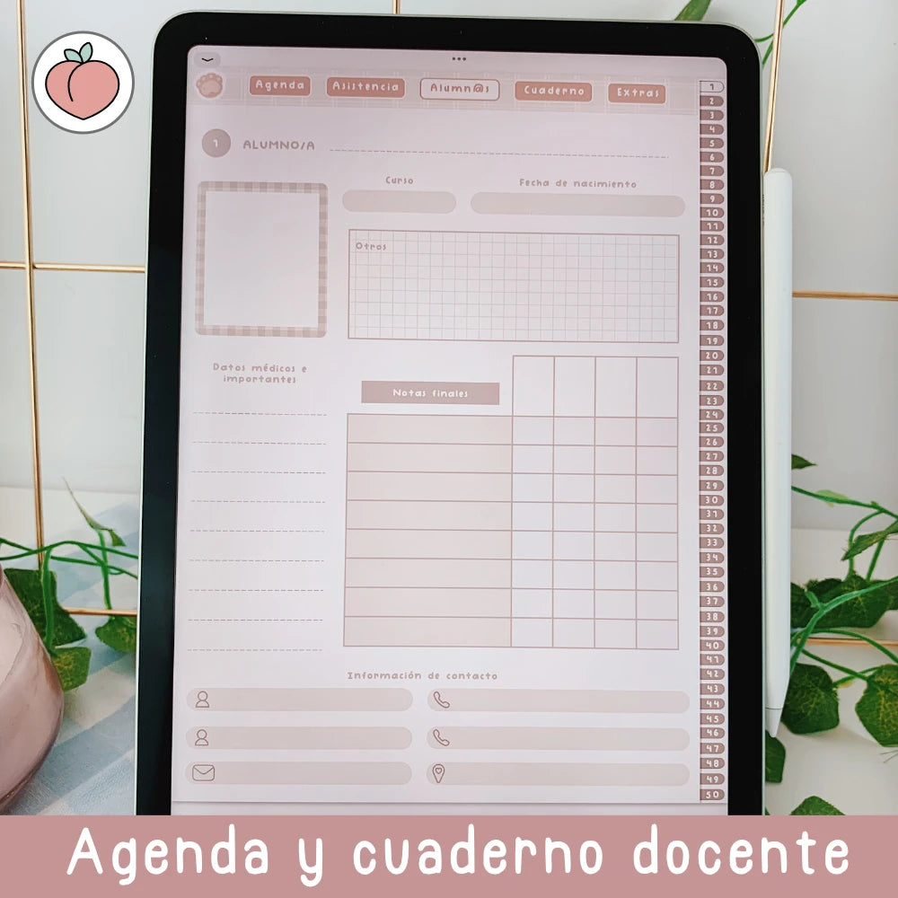 Agenda digital docente con muchos extras