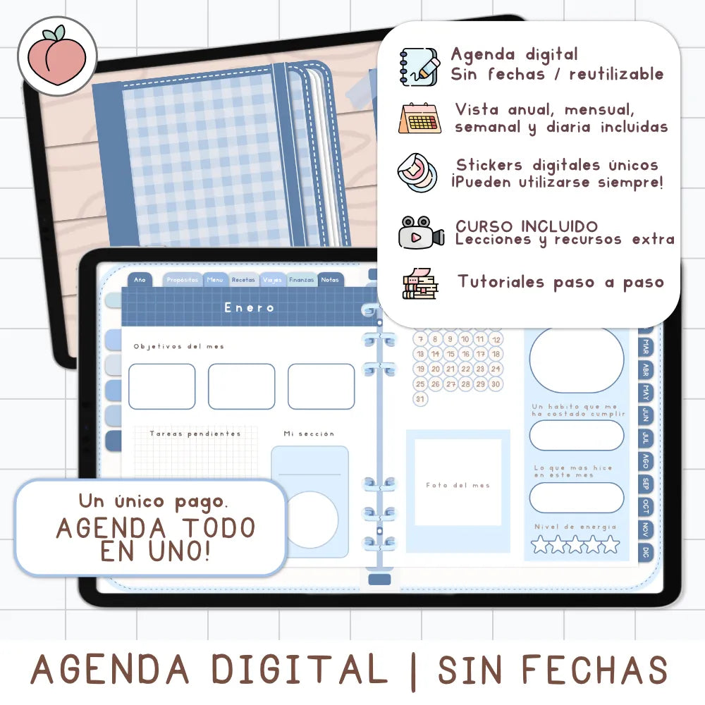 agenda digital sin fechas en color azul pdf