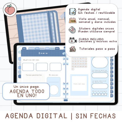 agenda digital sin fechas en color azul pdf