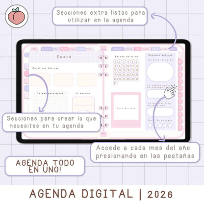 agenda iPad 2026 rosa y lavanda