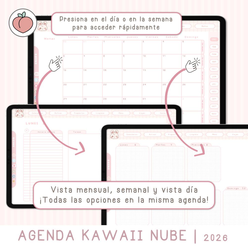 agenda mensual, semanal y dia
