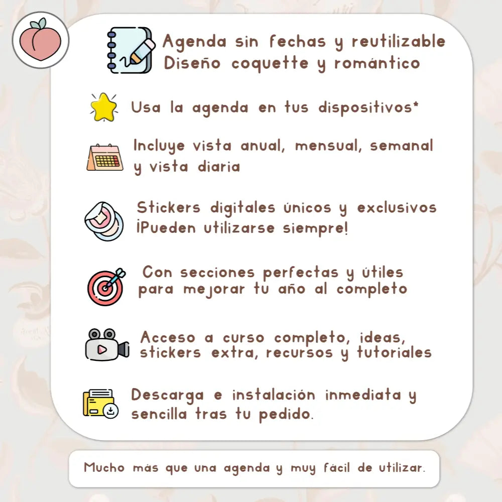 Agenda reutilizable digital coquette