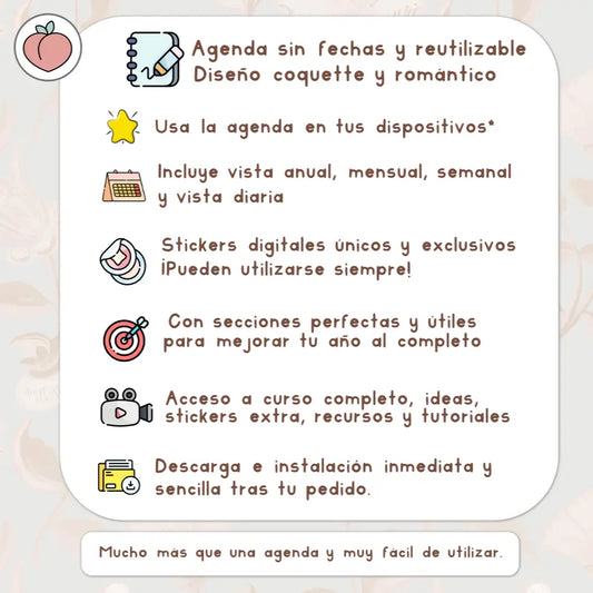 Agenda reutilizable digital coquette