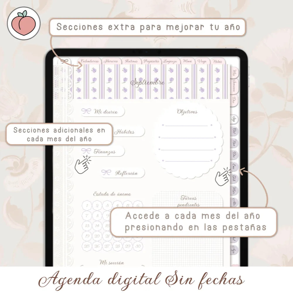 Agenda digital rosa sin fechas