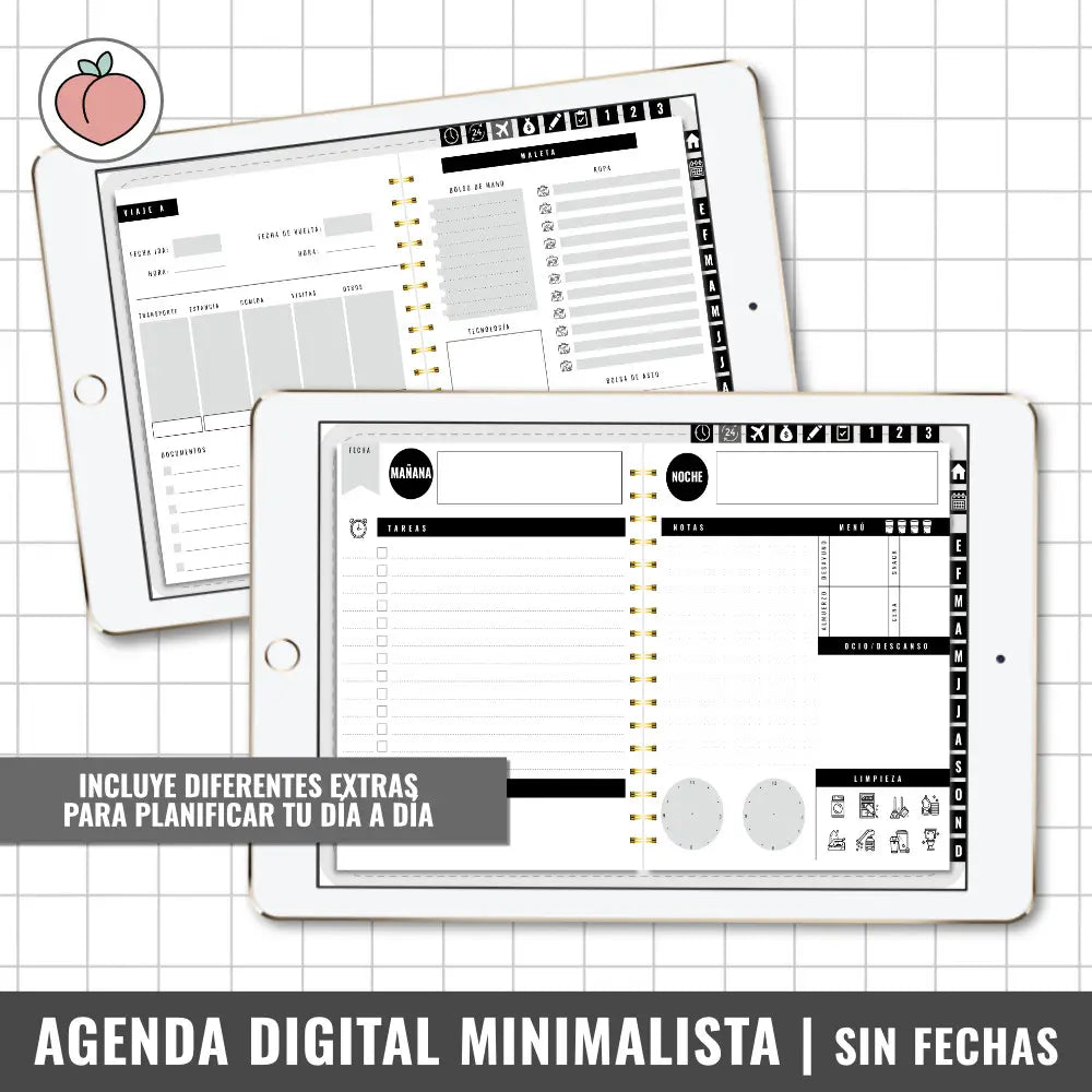 agenda sin fechas en color negro