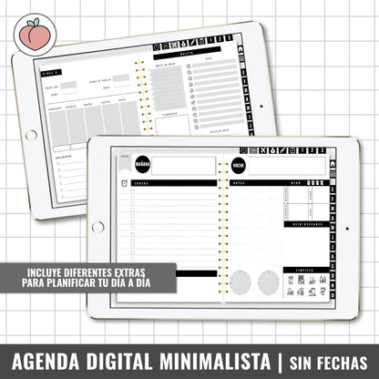 agenda sin fechas en color negro