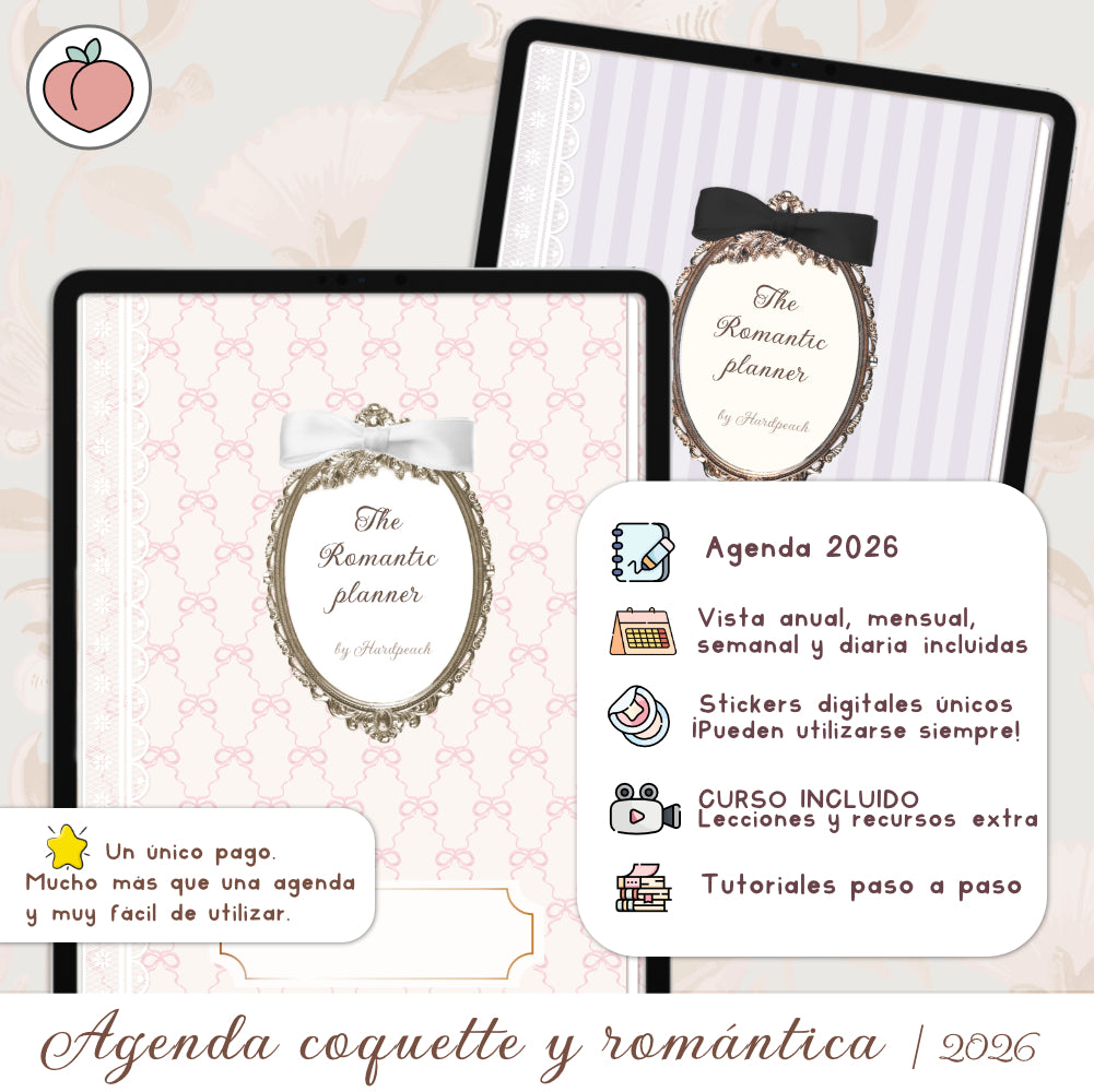 agenda coquette 2026 digital para tablet