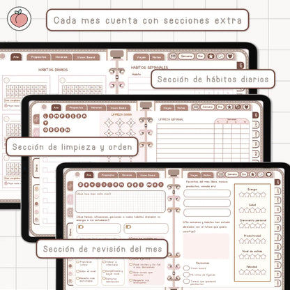 AGENDA DIGITAL MINIMALISTA PRO 2026/2027: Incluye curso, tutoriales, stickers y recursos. Edición marrones y nude