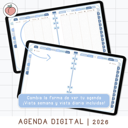 agenda digital 2026 con vista semanal y dia