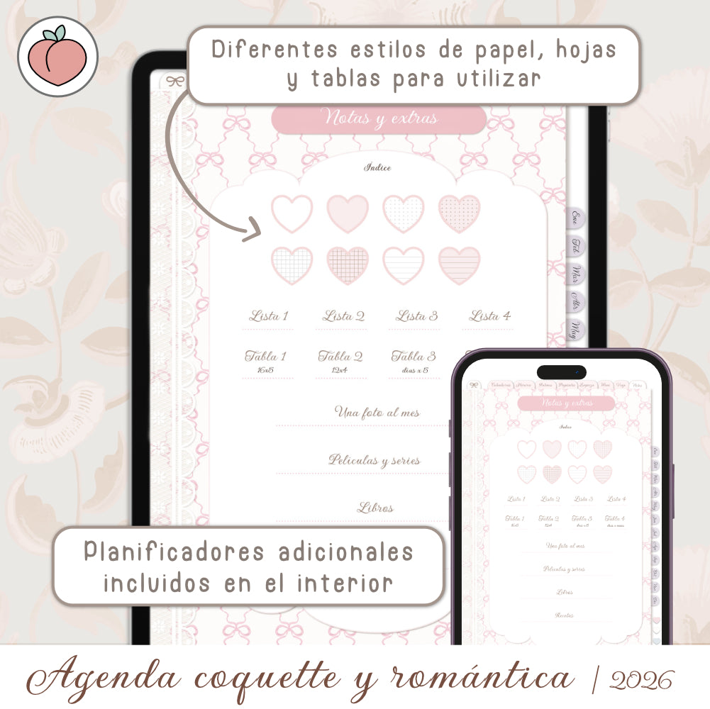 agenda digital coquette 2026 hardpeach