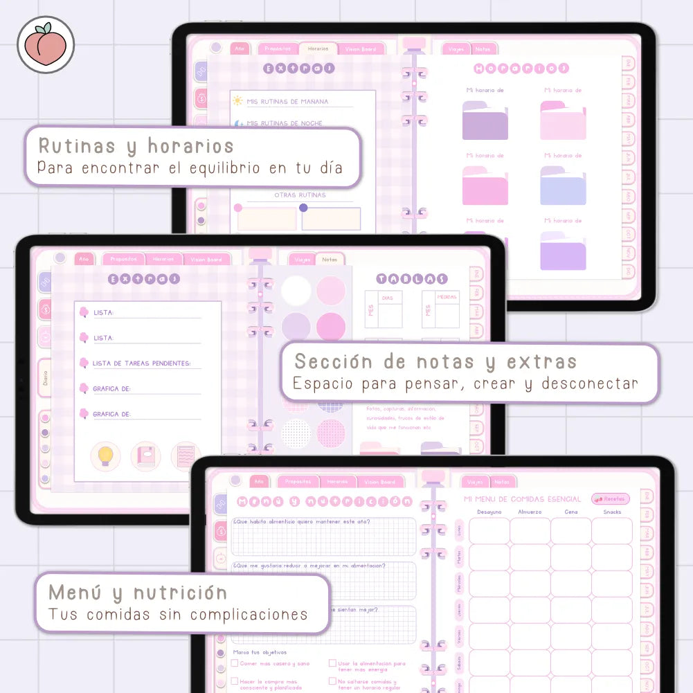 AGENDA DIGITAL MINIMALISTA PRO 2027: Incluye curso, tutoriales, stickers y recursos. Edición lavanda y rosa