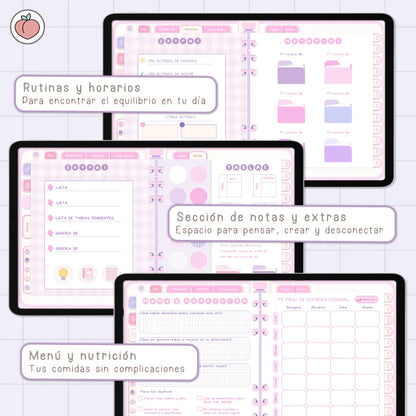 AGENDA DIGITAL MINIMALISTA PRO 2027: Incluye curso, tutoriales, stickers y recursos. Edición lavanda y rosa