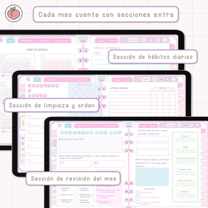AGENDA DIGITAL MINIMALISTA PRO 2027: Incluye curso, tutoriales, stickers y recursos. Edición pastel