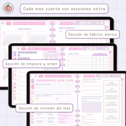 AGENDA DIGITAL MINIMALISTA PRO 2026/2027: Incluye curso, tutoriales, stickers y recursos. Edición lavanda y rosa