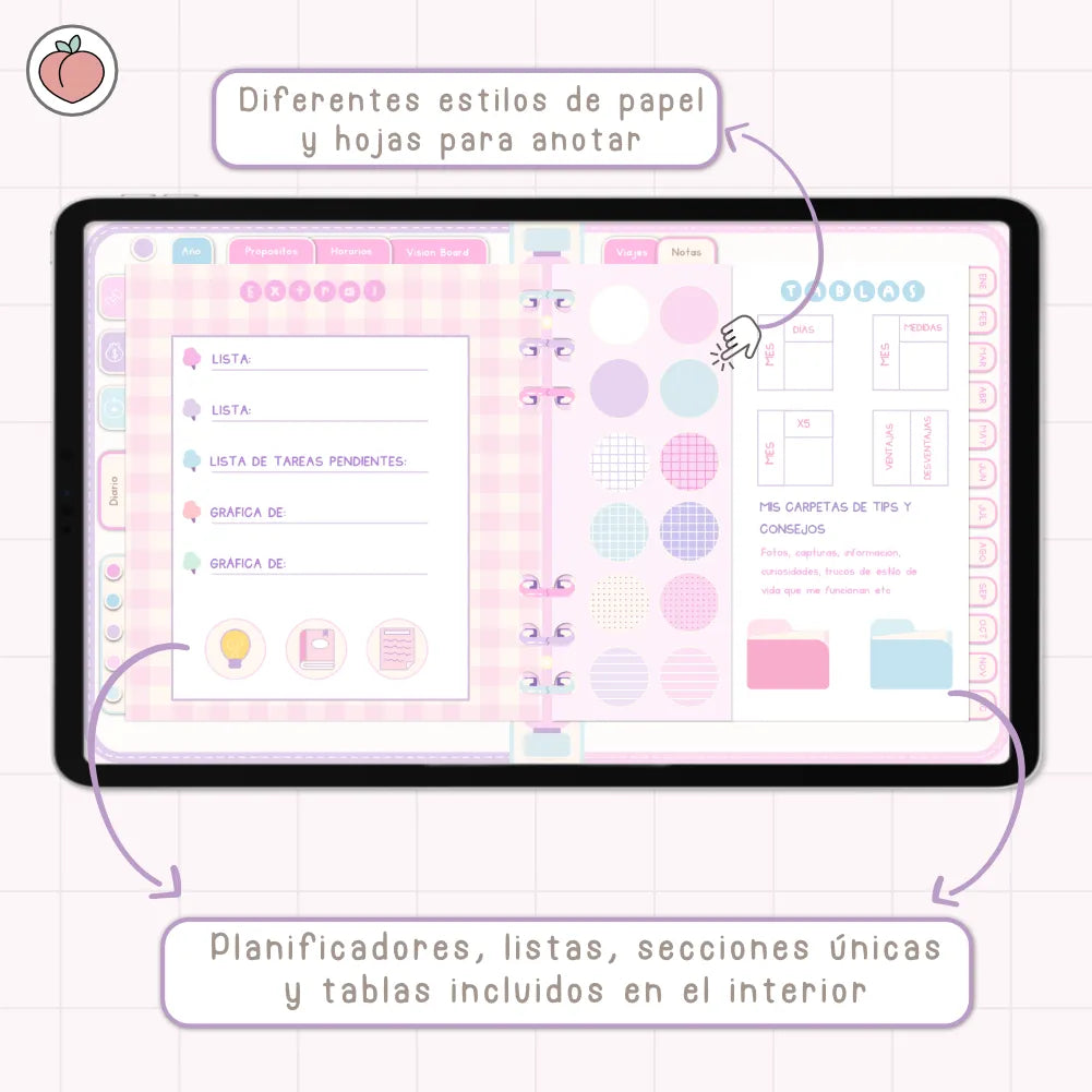 AGENDA DIGITAL MINIMALISTA PRO 2027: Incluye curso, tutoriales, stickers y recursos. Edición pastel