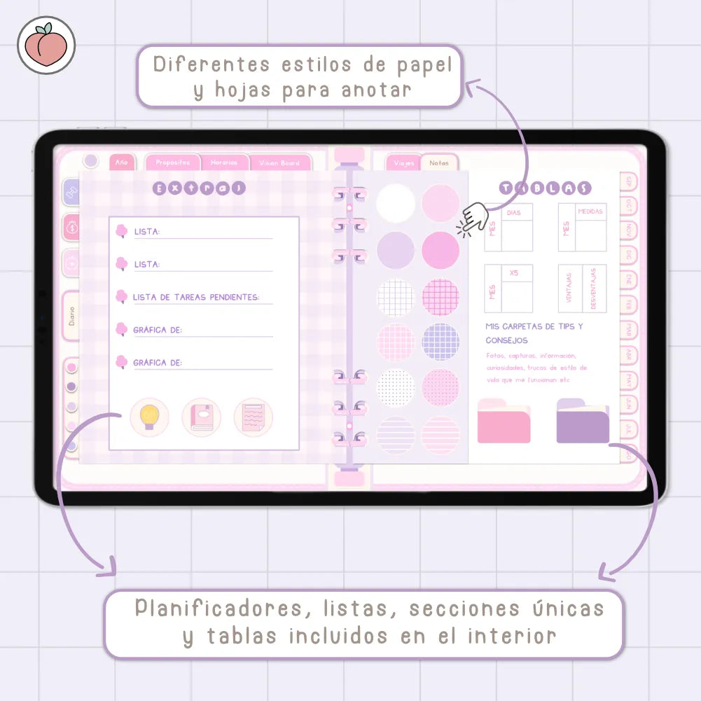 AGENDA DIGITAL MINIMALISTA PRO 2026/2027: Incluye curso, tutoriales, stickers y recursos. Edición lavanda y rosa